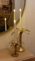 2 goudkleurige kandelaars inclusief led kaarsen, Huis en Inrichting, Ophalen of Verzenden, Metaal, 25 tot 50 cm