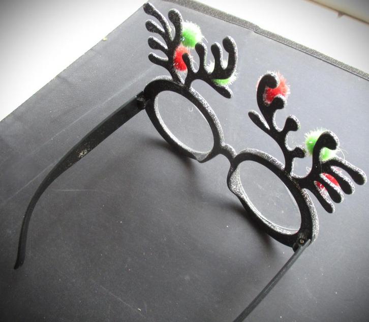 Kerstbril~Kerst Bril~Zilver kleur~Hertengewei~Feestbril, Diversen, Kerst, Zo goed als nieuw, Ophalen of Verzenden
