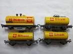 Fleischmann, 4 Shell tankwagens waarvan 1 reiniging, Overige merken, Gebruikt, Gelijkstroom, Wagon