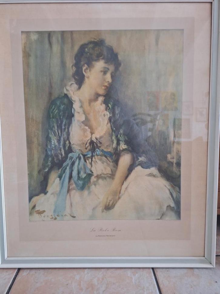 Ingelijste print van La Robe Rose, Antiek en Kunst, Kunst | Schilderijen | Klassiek, Ophalen of Verzenden