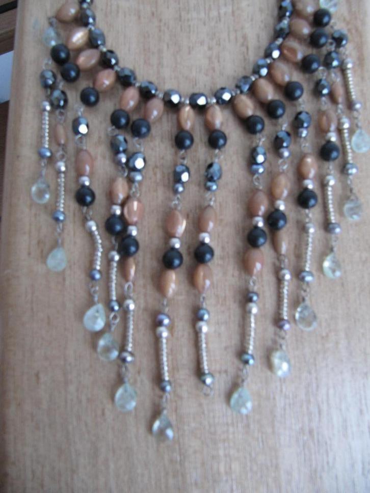 NIEUW: DYRBERG/KERN waterval statement ketting, Sieraden, Tassen en Uiterlijk, Kettingen, Nieuw, Overige materialen, Bruin, Verstelbaar