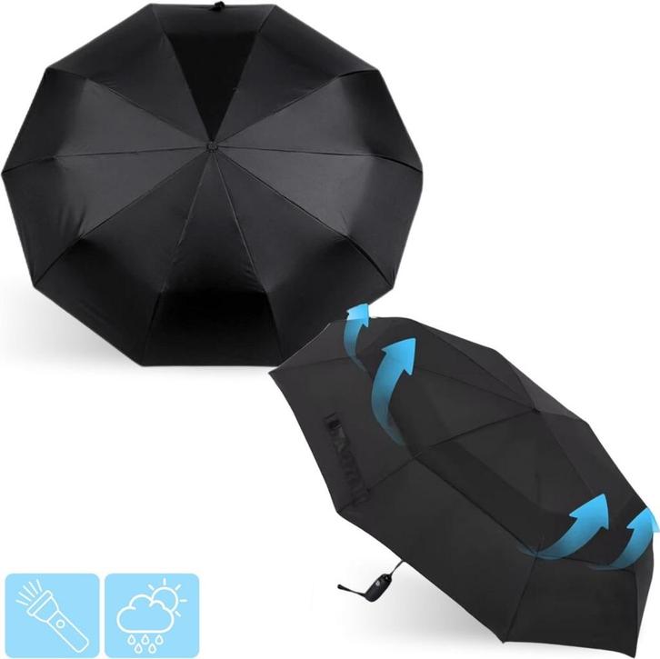 Partij Stormparaplu met zaklamp automatisch uitklapbaar, Sieraden, Tassen en Uiterlijk, Paraplu's, Nieuw, Ophalen of Verzenden