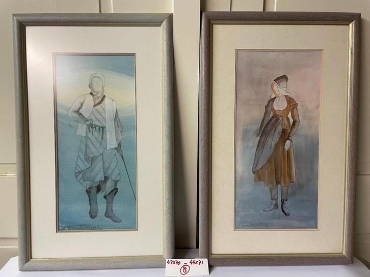 Schilderij Tweeluik man / vrouw ADV#SCHL 8, Antiek en Kunst, Kunst | Schilderijen | Klassiek, Ophalen