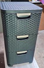 Kunststof ladekast met 3 lades (rotan look, zwart/grijs), Ophalen of Verzenden, Nieuw