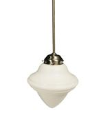 Art deco vintage hanglamp met eikelvormige lamp van melkglas, Ophalen of Verzenden, Zo goed als nieuw