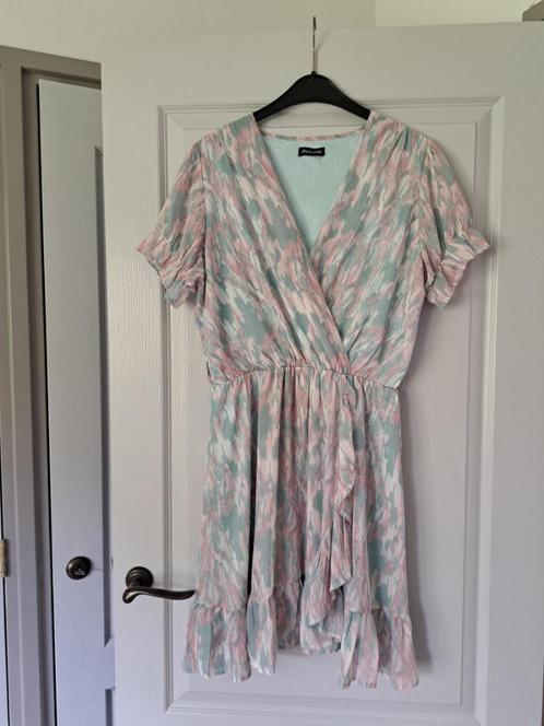 Leuke roze met mintgroene jurk van Papillonne, maat M., Kleding | Dames, Jurken, Zo goed als nieuw, Maat 38/40 (M), Roze, Boven de knie