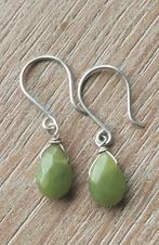 handgemaakte oorbellen echt zilver en jade, Sieraden, Tassen en Uiterlijk, Oorbellen, Hangers, Verzenden, Nieuw, Met edelsteen