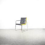 2x Leolux Spring (Eetkamer)Stoel Antraciet/Geel Leer –Chroom, Niet ingevuld, Niet ingevuld, Leer, Ophalen of Verzenden