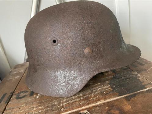 WW2 Duitse M40 helmschaal met linerband en splitpennen, Verzamelen, Militaria | Tweede Wereldoorlog, Landmacht, Helm of Baret
