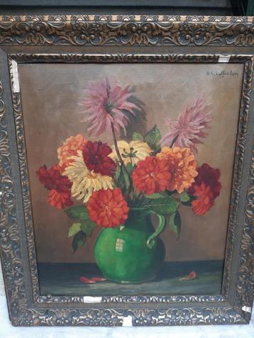 Olieverfschilderij van H. Schallenberg, Bloemstilleven beschikbaar voor biedingen