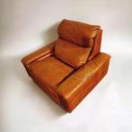 Vintage Cognac Bullhide Leather Chair 1960's, Vintage design roche bobois desede b&b italia tobia scarpa, Gebruikt, Ophalen of Verzenden