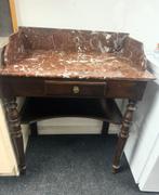 Antieke marmeren wastafel met houten onderstel, Gebruikt, 50 tot 100 cm, Ophalen of Verzenden, Minder dan 25 cm