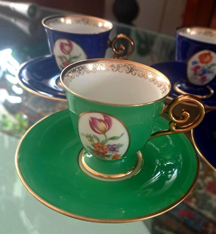 antieke Mokkakopjes set van 6 , Tirschenreuth , prachtig, Antiek en Kunst, Antiek | Porselein, Ophalen of Verzenden