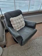 Draai fauteuils set van 2 echt leder jeans blauw, Huis en Inrichting, Fauteuils, Ophalen, Gebruikt, Minder dan 75 cm, 75 tot 100 cm