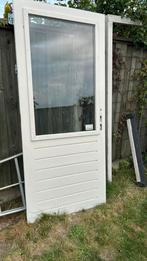 Kozijn onderdorpel en en hardhouten deur met dubbel glas., Doe-het-zelf en Verbouw, Kozijnen en Schuifpuien, 75 tot 150 cm, Deurkozijn