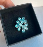 Zilveren apatiet bloemen ring - EU 56, Gebruikt, Blauw, Ophalen of Verzenden, 17 tot 18