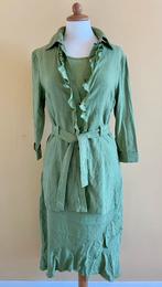 Scapa Originals groen linnen pak, rok, jasje en top. Maat M, Kleding | Dames, Maat 38/40 (M), Kostuum of Pak, Ophalen of Verzenden
