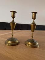 Antieke Geelkoperen Kaarsenkandelaars - Set van 2, Ophalen of Verzenden, Koper of Brons