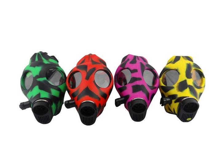 Partij 20 stuks siliconen gasmasker bong met acryl  bong, Verzamelen, Rookartikelen, Aanstekers en Luciferdoosjes, Nieuw, (Water)pijp