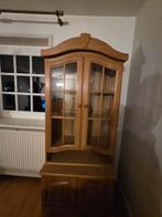 Massief eikenhouten servieskast - 2-delig, Glas, Gebruikt, Met deur(en), 200 cm of meer
