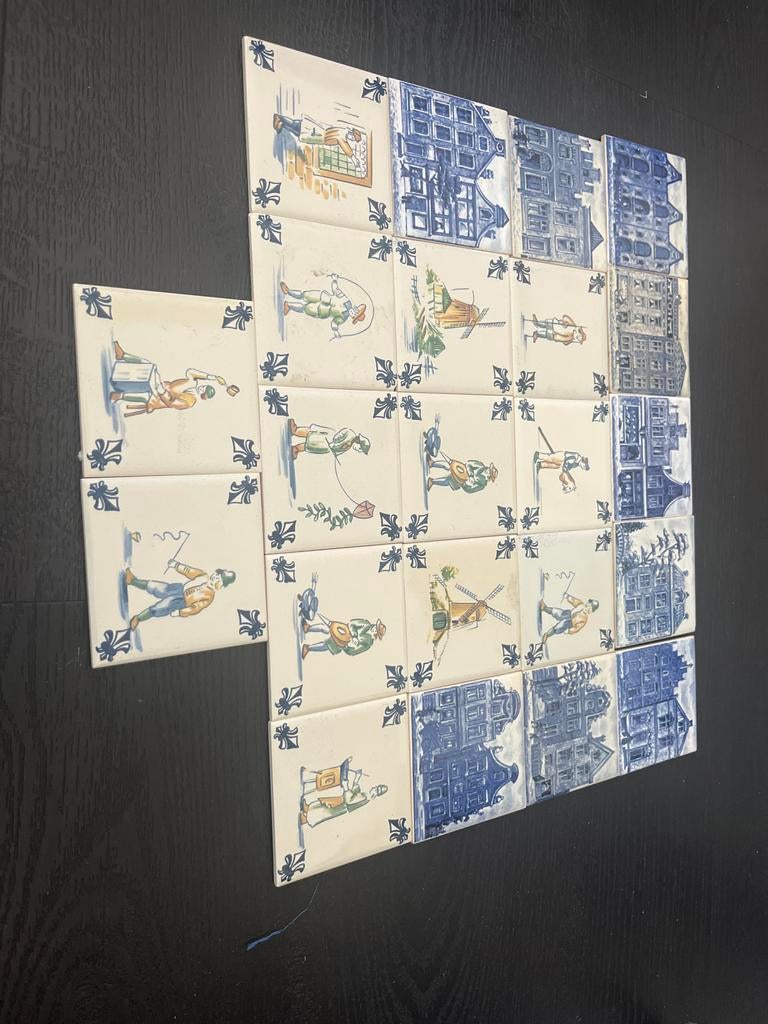 Vintage Delftse Handgeschilderd klm business tegels1990, Antiek en Kunst, Antiek | Wandborden en Tegels, Ophalen of Verzenden