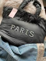 Shopper met fakefur bontrand zwart nylon nieuw!, Verzenden, Nieuw, Zwart