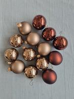 Glazen kerstballen bruin en taupe, Ophalen, Zo goed als nieuw