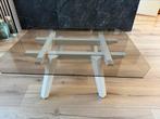 Design bijzettafel wit met gerookt glas., Huis en Inrichting, Tafels | Salontafels, Ophalen, 50 tot 100 cm, Minder dan 50 cm, Rechthoekig