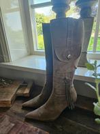 Volledig leer/suede laarzen in taupe/zandkleur, Hoge laarzen, Beige, Ophalen of Verzenden, Zo goed als nieuw