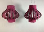 Paarse Stoffen Hanglampen (2 stuks), Gebruikt, 50 tot 75 cm, Vintage, Stof