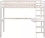 Hoogslaper ties whitewash met bureau 90x200cm, Kinderen en Baby's, Kinderkamer | Stapelbedden en Hoogslapers, Ophalen, Zo goed als nieuw