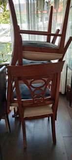 4 Houten eetkamerstoelen met vering, Huis en Inrichting, Stoelen, Ophalen