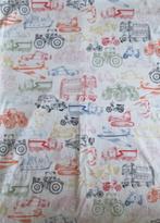 Vintage lap stof wit met allerlei vervoermiddelen kinderstof, Hobby en Vrije tijd, Stoffen en Lappen, Wit, Ophalen of Verzenden