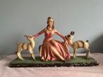 Arnova 370 Art Deco Dame met Hertjes Brocante Kerst, Ophalen of Verzenden