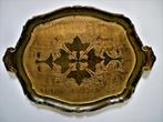 Italiaans dienblad serveerblad goud olijfgroen oranje, Antiek en Kunst, Curiosa en Brocante, Ophalen of Verzenden