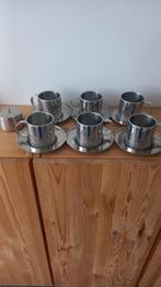 RVS Kopjes en Schoteltjes Set, Gebruikt, Pot, Bus of Blik, Ophalen of Verzenden, Rvs