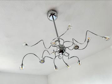 Stijlvolle chromen plafondlamp inclusief nieuwe led lampen beschikbaar voor biedingen