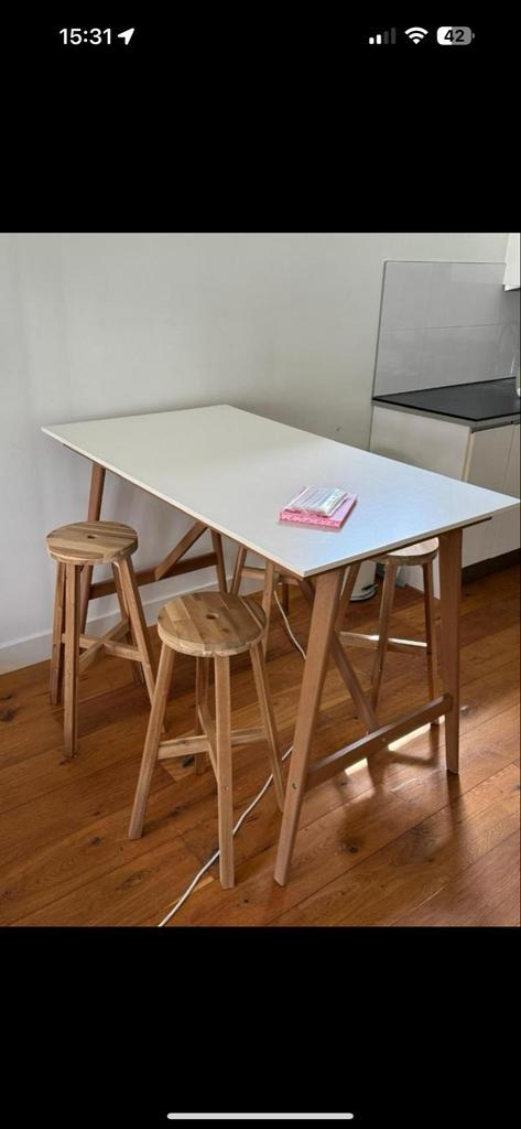 Ikea Fanbyn + Skogsta Bar Set, Huis en Inrichting, Bureaus, Gebruikt, Bureau, Ophalen of Verzenden