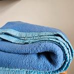 Vintage deken 150x200 blauw plaid, Verzenden, Gebruikt