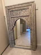 Indiase Spiegel Whitewash Houtsnijwerk, Huis en Inrichting, Woonaccessoires | Spiegels, Ophalen, 100 tot 150 cm, Zo goed als nieuw
