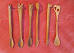 6 handgesneden houten lepels. Olifant, kat., Ophalen of Verzenden