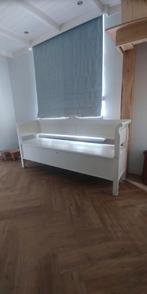 Brocante witte houten klepbank, Ophalen