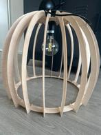 Moderne Houten Hanglamp, Ophalen, 25 tot 50 cm, Beige, Rond