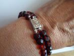 Granaten armband met zilveren slotje, Verzenden, Zilver, Armband
