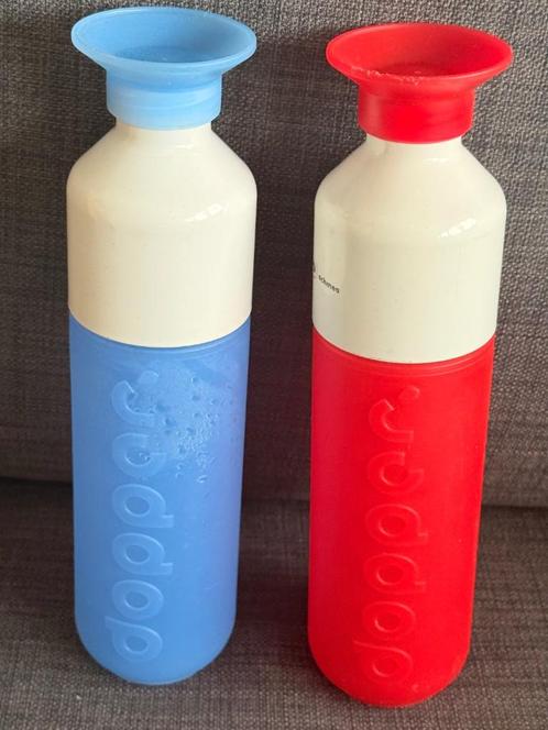 Twee Doppers drinkflessen Rood & Blauw 450 ml, Sport en Fitness, Bidons, Gebruikt, Ophalen of Verzenden