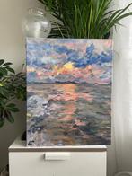 Oceaan Zonsondergang Olieverf schilderij - Monet Stijl, Antiek en Kunst, Ophalen of Verzenden