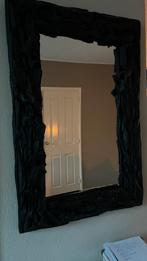 Mooie spiegel drijfhout zwart gespoten, 75 tot 100 cm, 100 tot 150 cm, Gebruikt, Rechthoekig