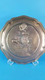 Tinnen wandbord, engeltjestin, 23 cm, schip. 7A4, Antiek en Kunst, Antiek | Tin, Ophalen of Verzenden