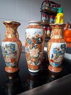 3 Vintage Japanse vazen, Gebruikt, Overige kleuren, Aardewerk of Porselein, Ophalen of Verzenden