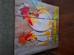 Schilderij kip op hout, Ophalen of Verzenden